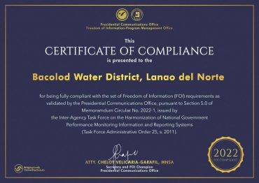 FOI Certificate of Compliance CY 2022